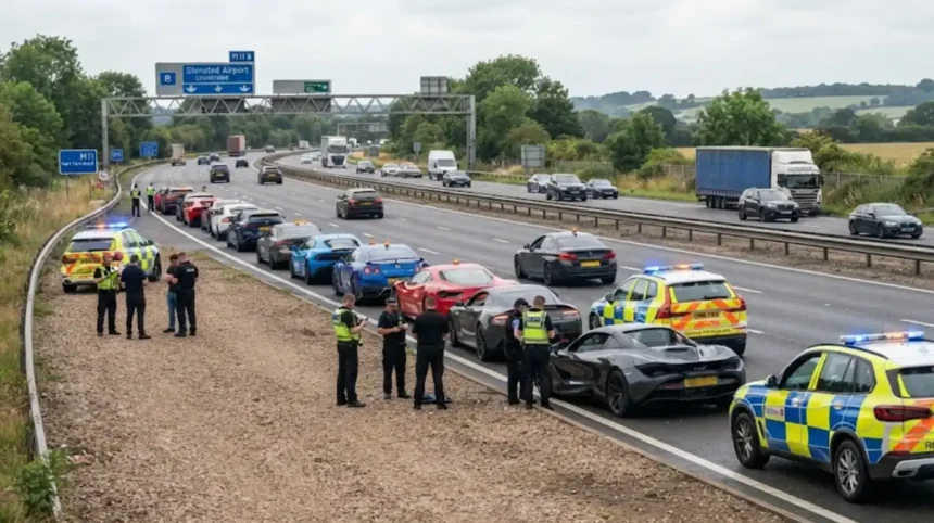 Police Seize 13 Supercars on M11 Motorway Near Junction 8
